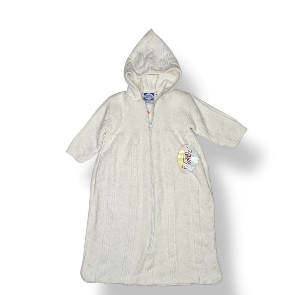 Carriage Boutique Cream Hooded Knit Baby Sleep Gown